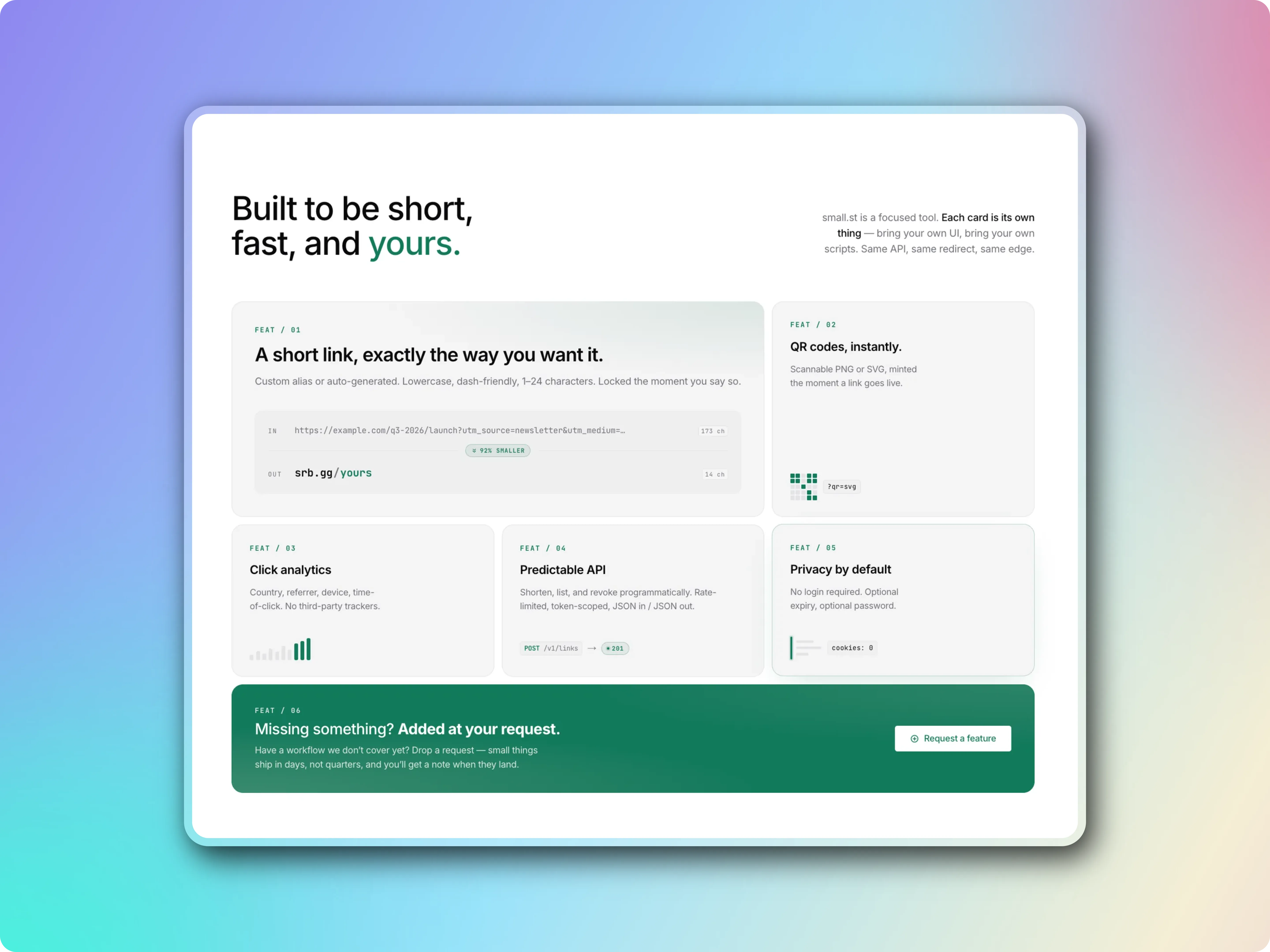 URL-shortener product detail screen