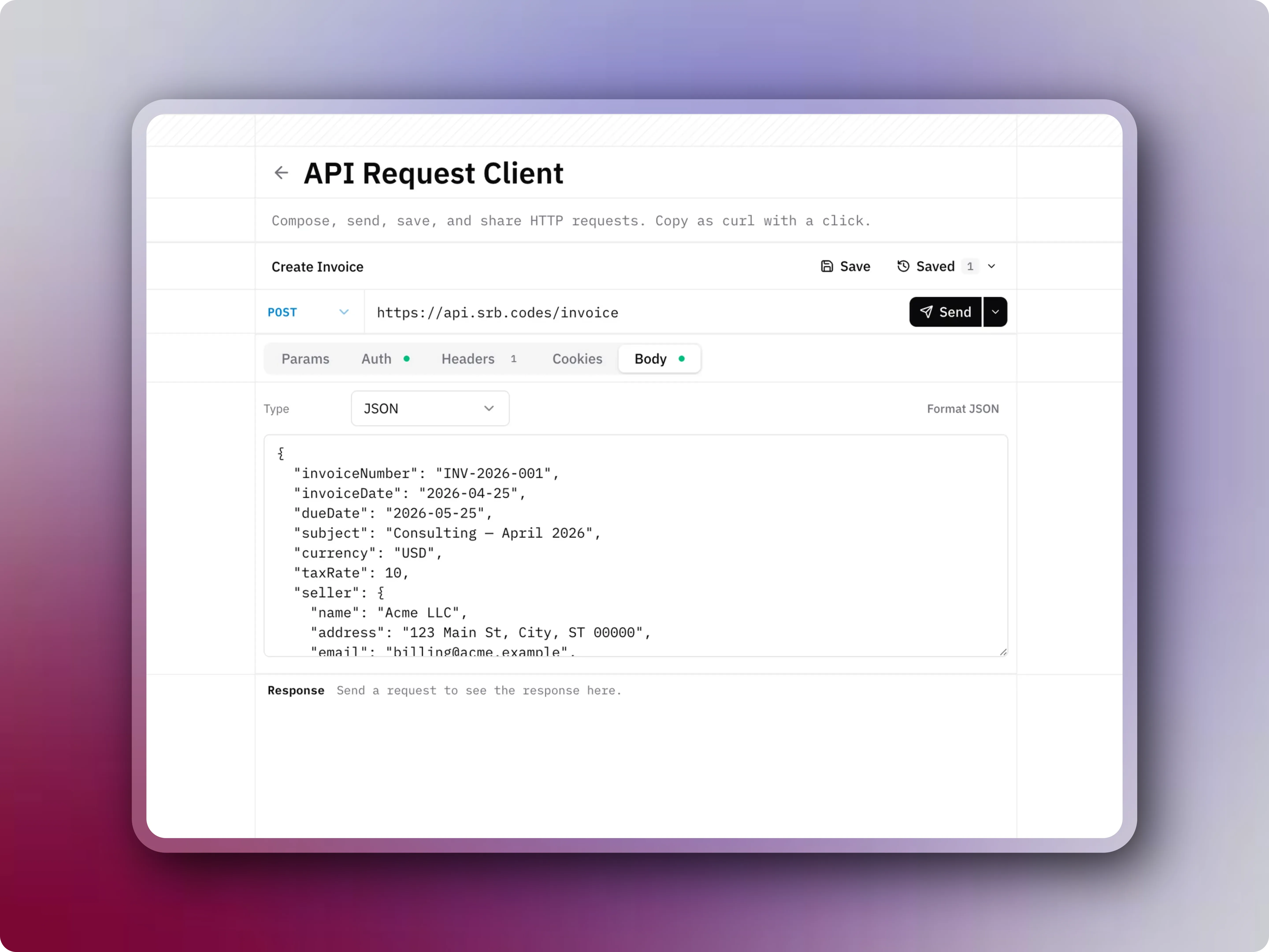 API request client interface