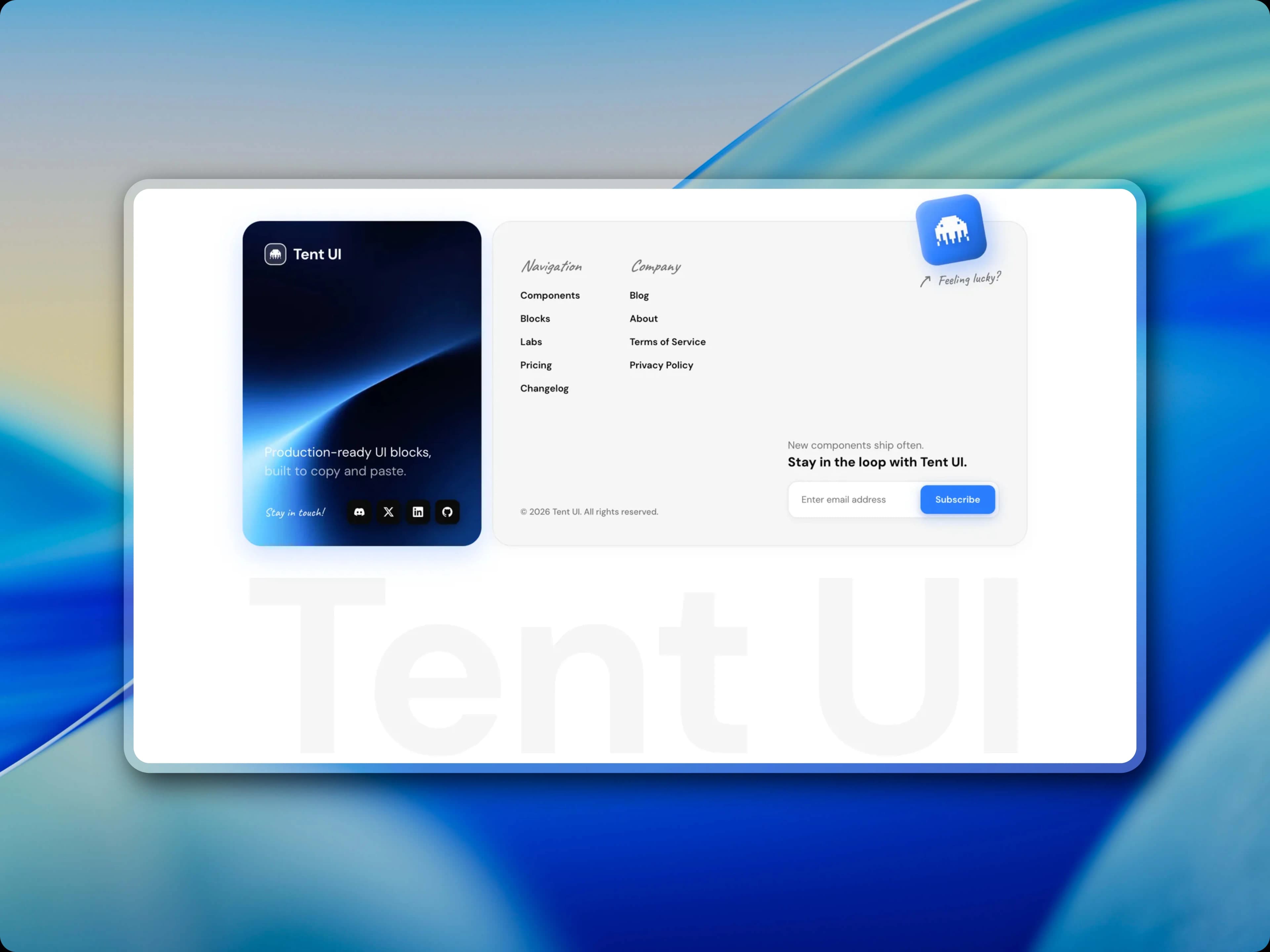 Website footer interface
