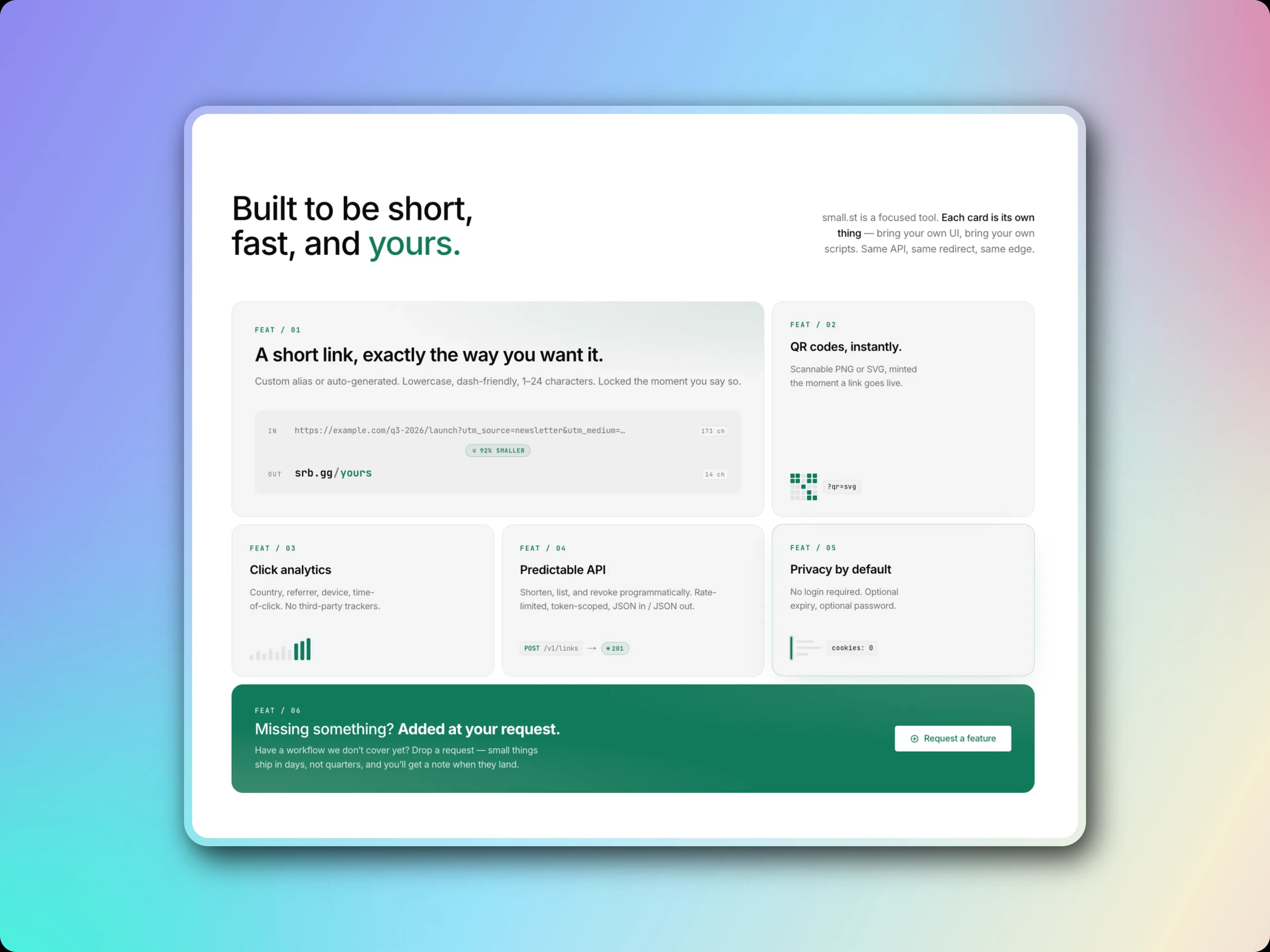 URL-shortener product detail screen