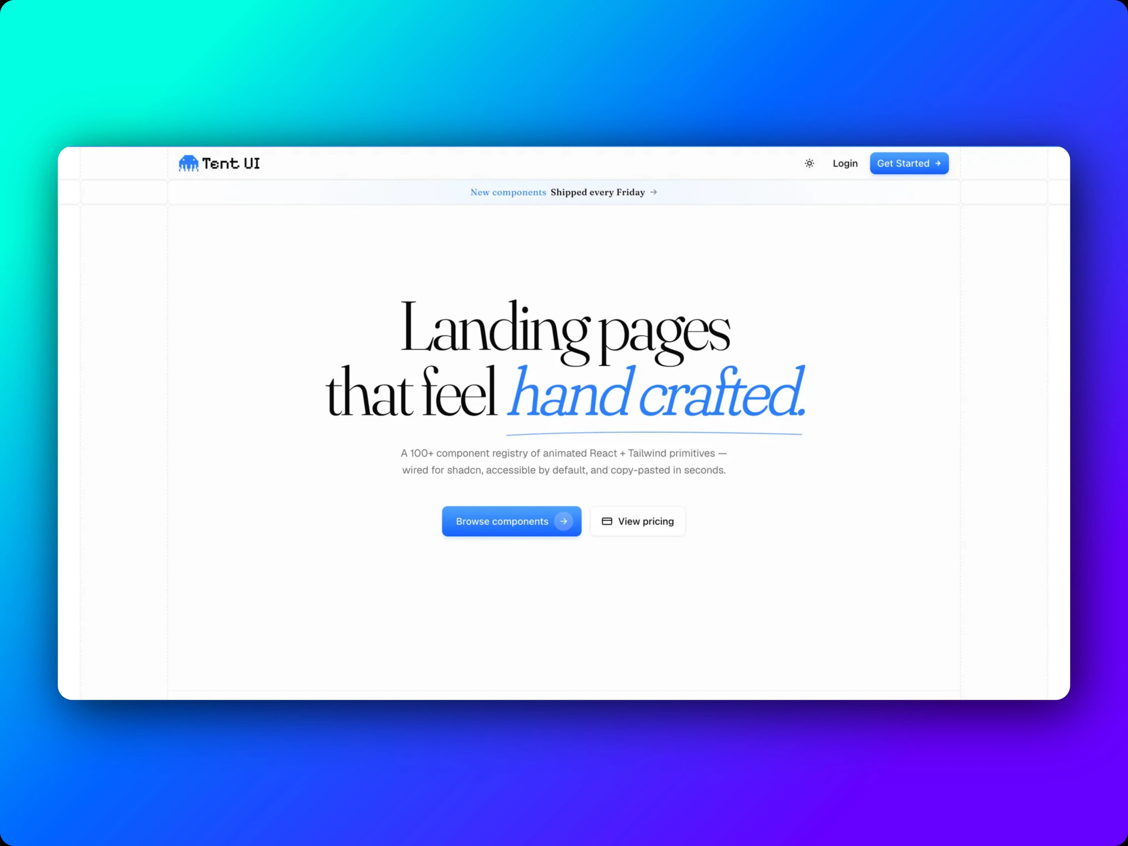 Component library landing page