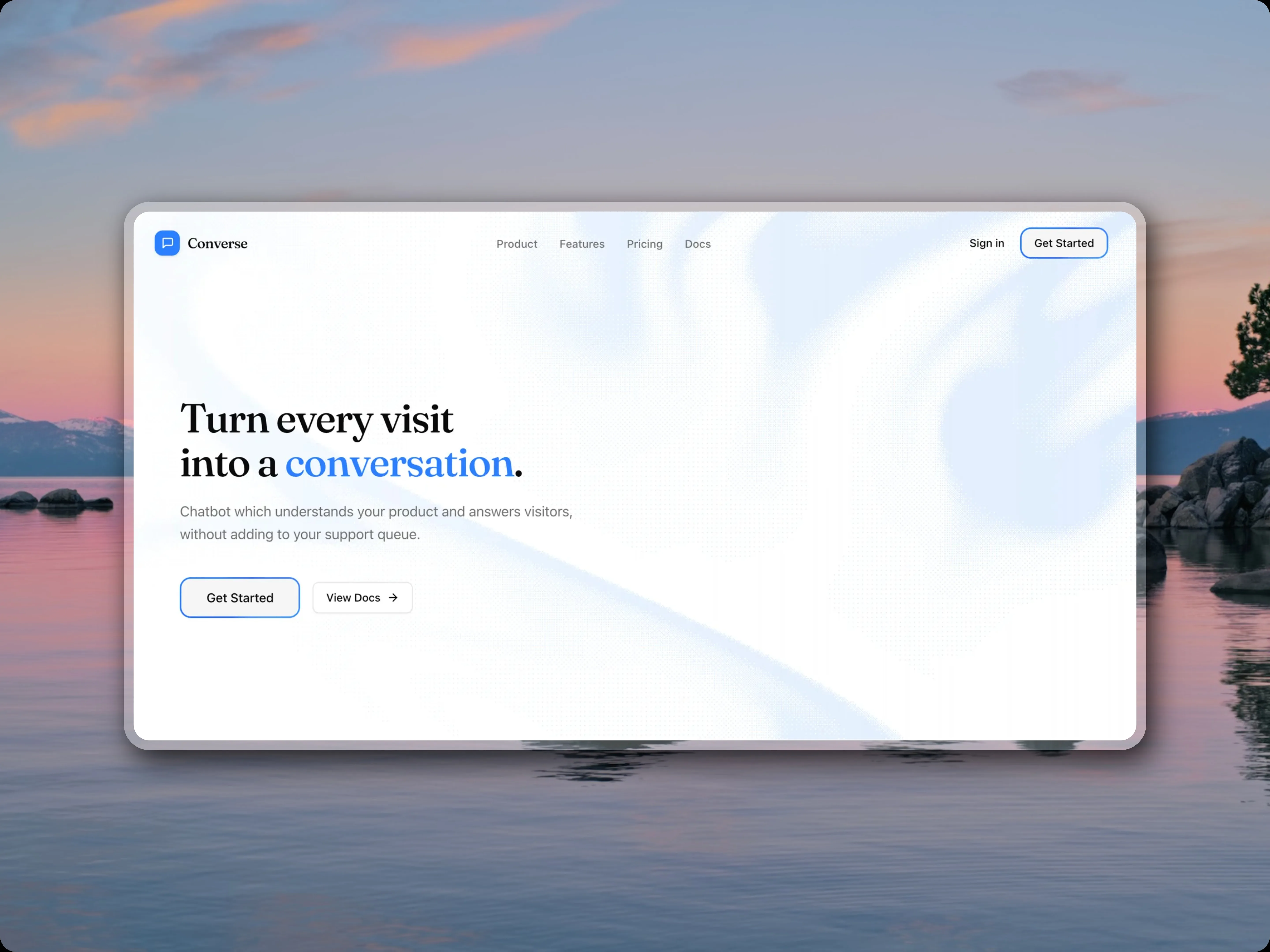 Light product hero section