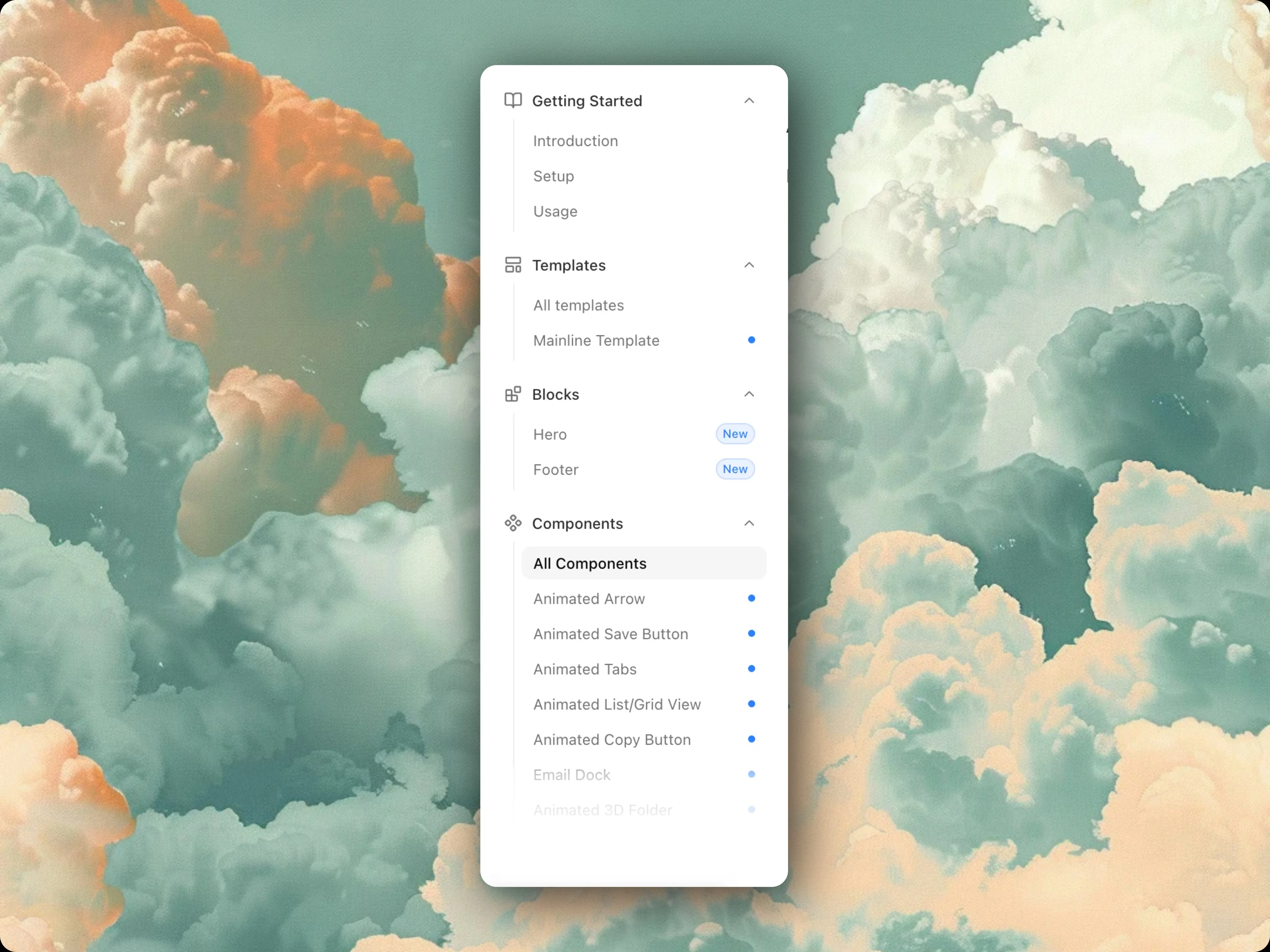 Component library sidebar navigation